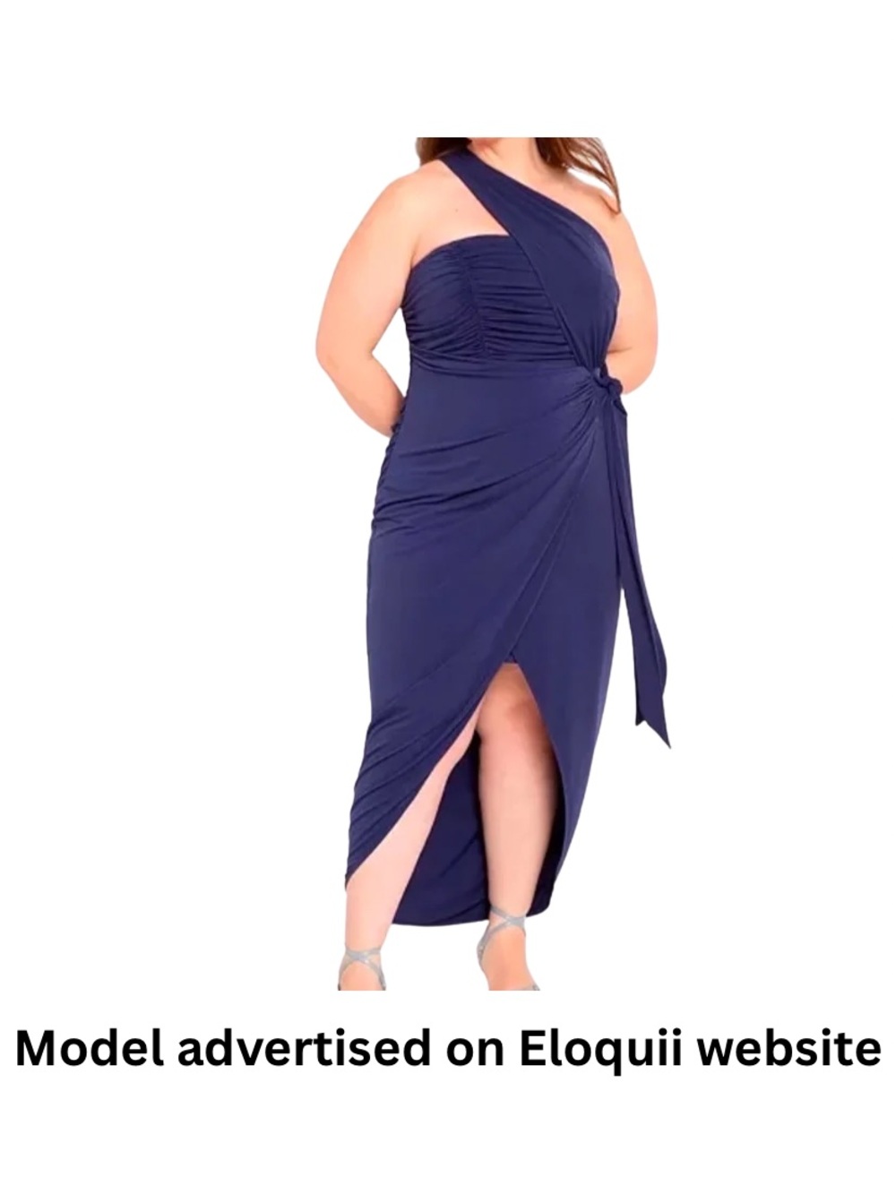 Eloquii One-Shoulder Dress Strapless in Deep Blue